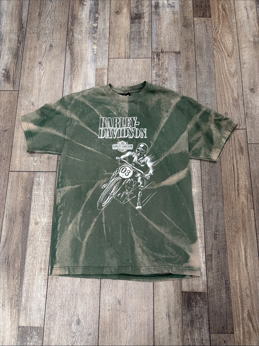 Harley-Davidson Green Tie-Dye Motorcycle Graphic Tee